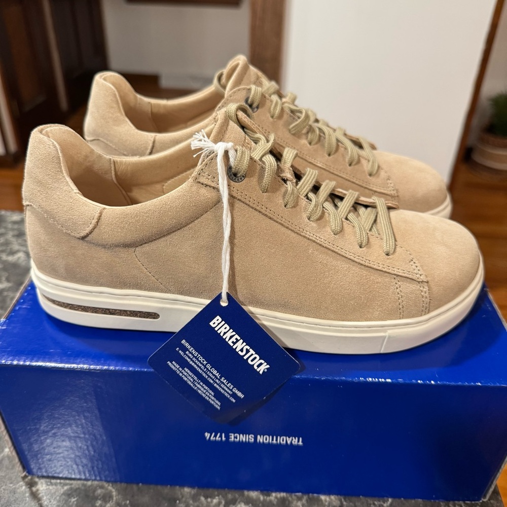 NEW Women's Birkenstock Bend Low Suede Leather (Sandcastle/White) - Picture 6 of 16